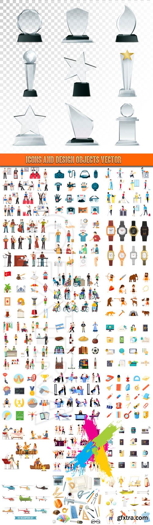 Icons and design objects vector