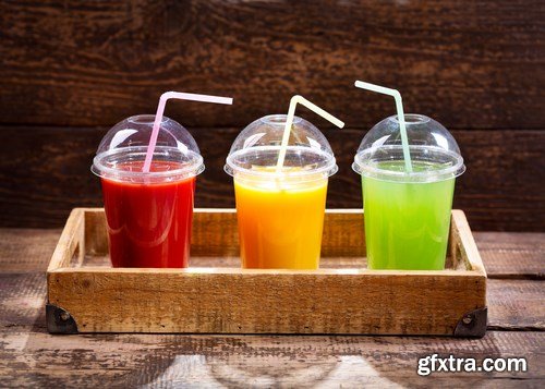 Fresh juices with fruits and vegetables - 22xUHQ JPEG Photo Stock