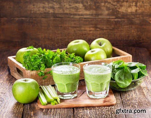 Fresh juices with fruits and vegetables - 22xUHQ JPEG Photo Stock