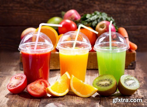 Fresh juices with fruits and vegetables - 22xUHQ JPEG Photo Stock