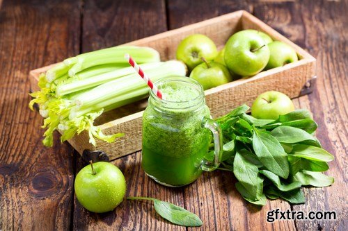 Fresh juices with fruits and vegetables - 22xUHQ JPEG Photo Stock