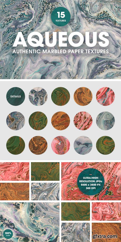 CM 1054025 - 15 Authentic Marbled Paper Textures