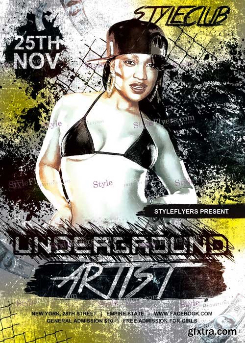 Undergroun Artist (hip-hop) PSD V7 Flyer Template