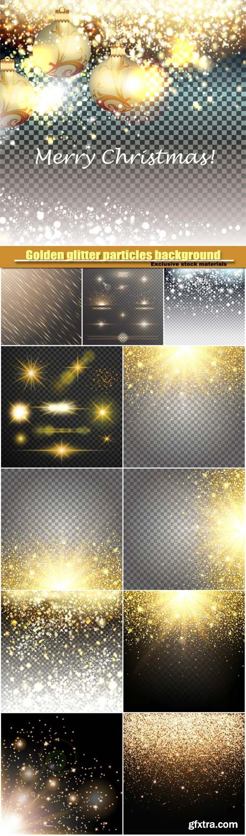 Golden and silver glitter particles background effect, luxury greeting card