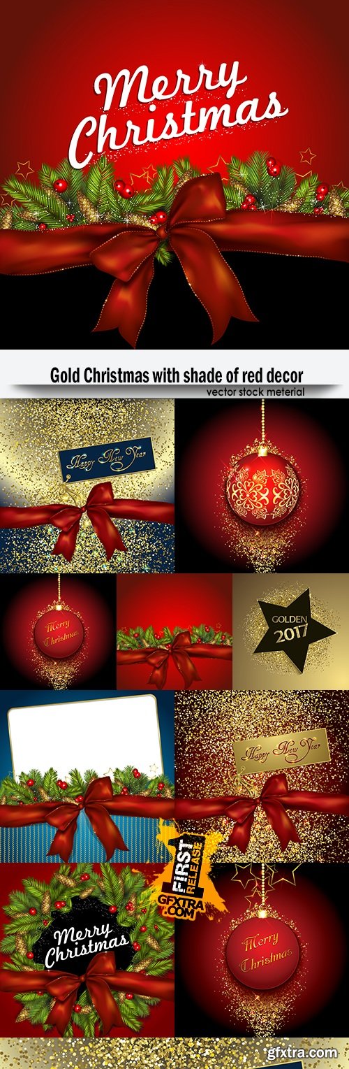 Gold Christmas with shade of red decor