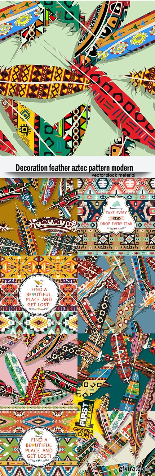 Decoration feather aztec pattern modern