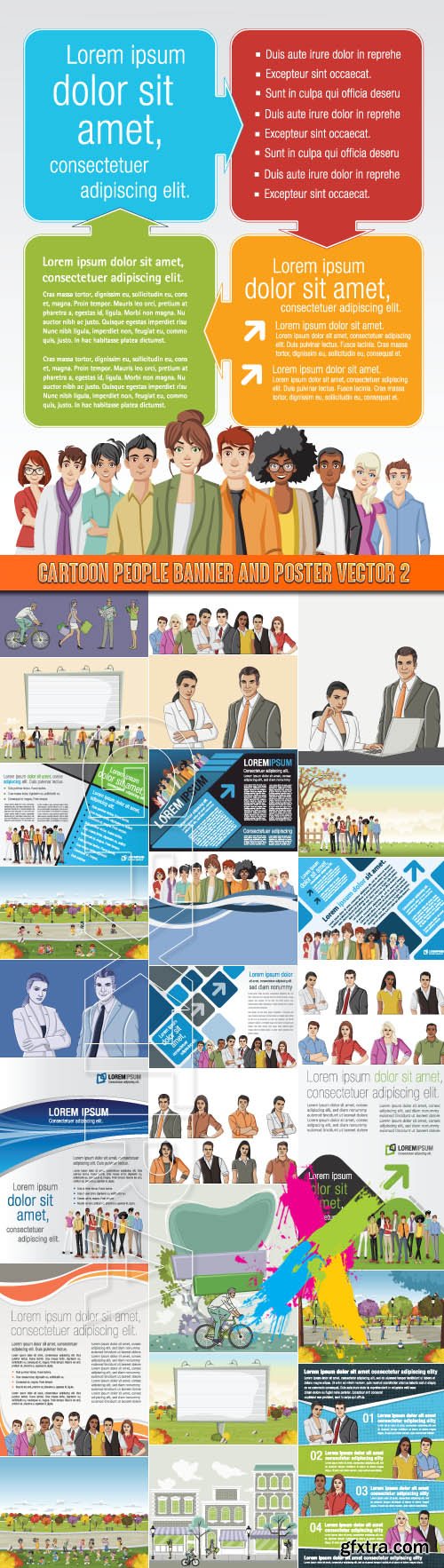 Cartoon people banner and poster vector 2