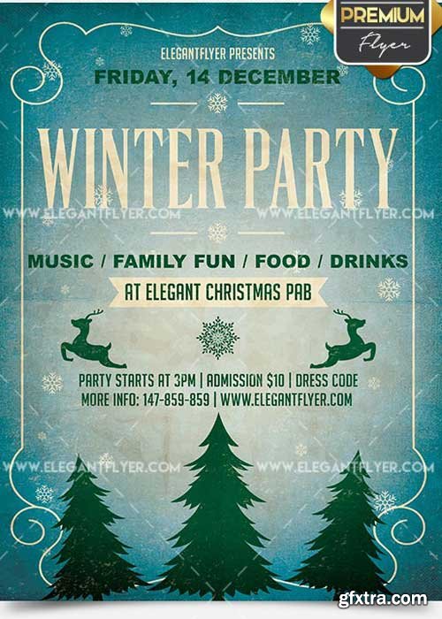 Winter Party Flyer PSD V11 Template + Facebook Cover