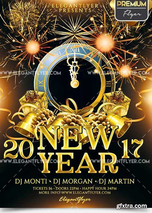 New Year Party Flyer PSD V12 Template + Facebook Cover