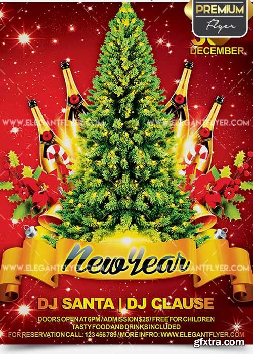 New Year Flyer PSD V3 Template + Facebook Cover