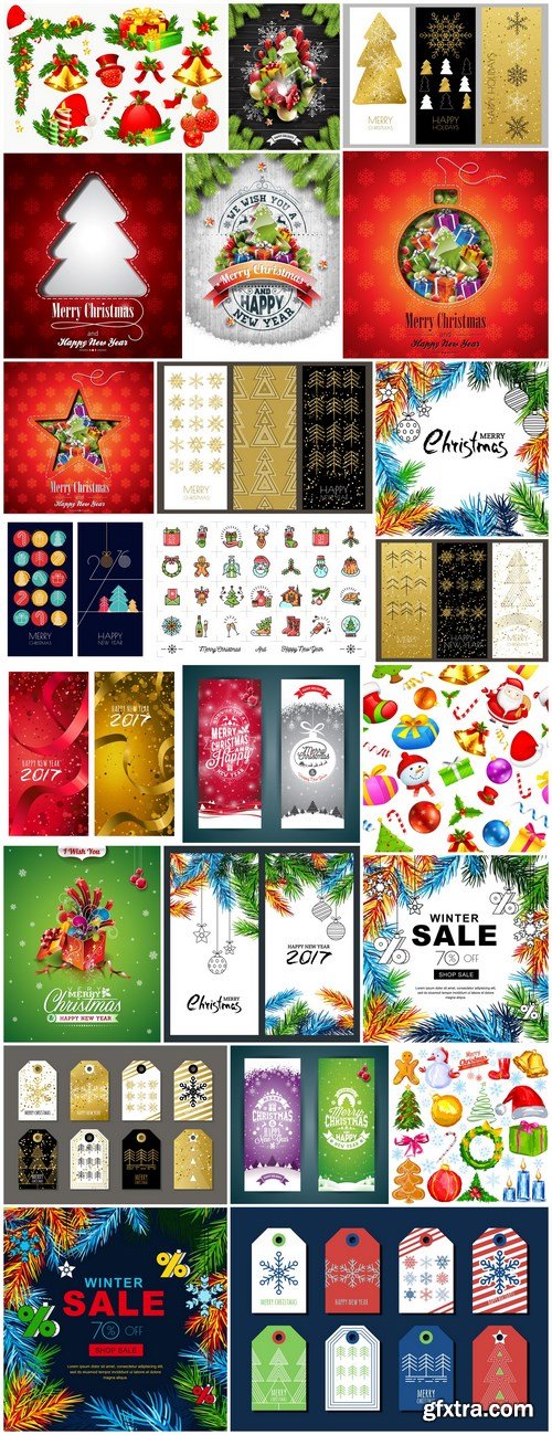 New Year 2017 & Christmas Design 11 - 24xEPS Vector Stock