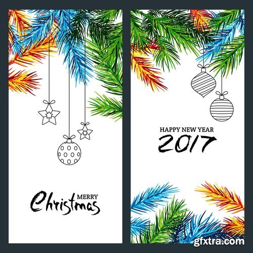 New Year 2017 & Christmas Design 11 - 24xEPS Vector Stock