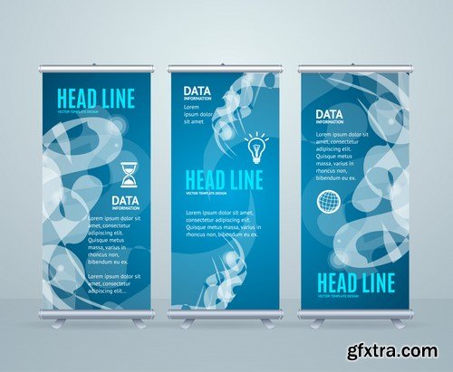 Corporate vertical vector flyer & roll up banner 2 - 16xEPS Vector Stock