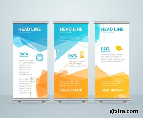 Corporate vertical vector flyer & roll up banner 2 - 16xEPS Vector Stock