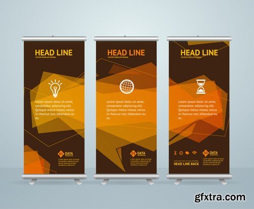 Corporate vertical vector flyer & roll up banner 2 - 16xEPS Vector Stock