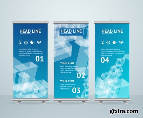 Corporate vertical vector flyer & roll up banner 2 - 16xEPS Vector Stock