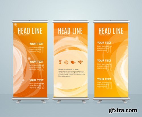 Corporate vertical vector flyer & roll up banner 2 - 16xEPS Vector Stock