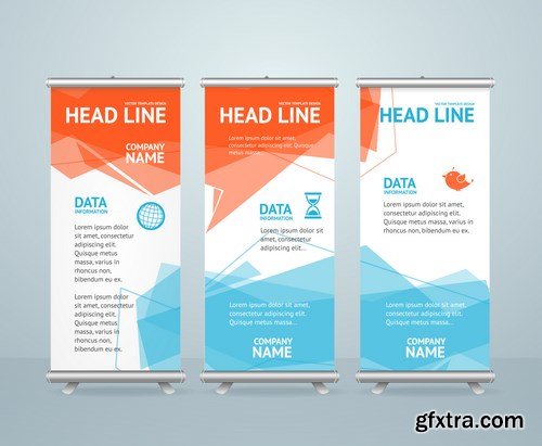 Corporate vertical vector flyer & roll up banner 2 - 16xEPS Vector Stock