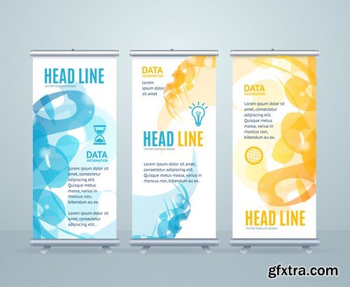 Corporate vertical vector flyer & roll up banner 2 - 16xEPS Vector Stock