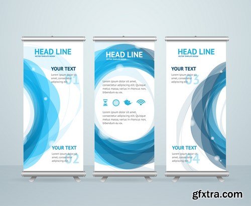 Corporate vertical vector flyer & roll up banner 2 - 16xEPS Vector Stock