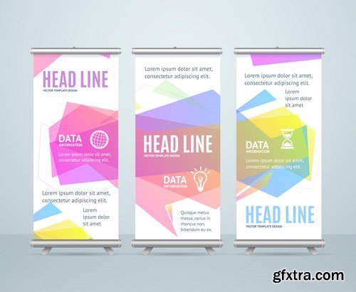 Corporate vertical vector flyer & roll up banner 2 - 16xEPS Vector Stock