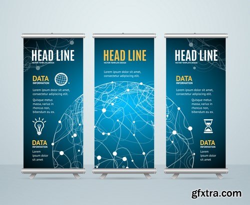 Corporate vertical vector flyer & roll up banner 2 - 16xEPS Vector Stock