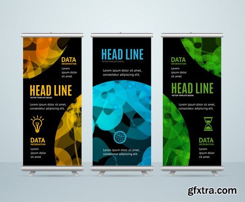 Corporate vertical vector flyer & roll up banner 2 - 16xEPS Vector Stock