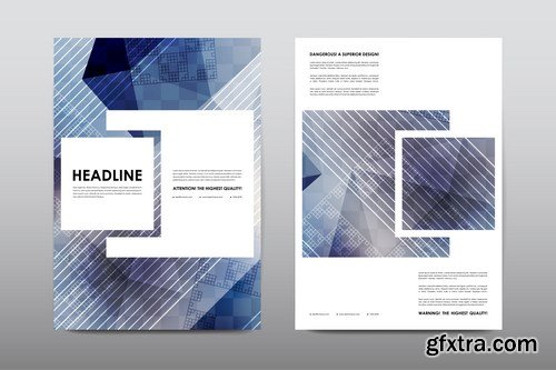 Magazine booklet cover, brochure layout template & abstract flyer design - 20xEPS Vector Stock