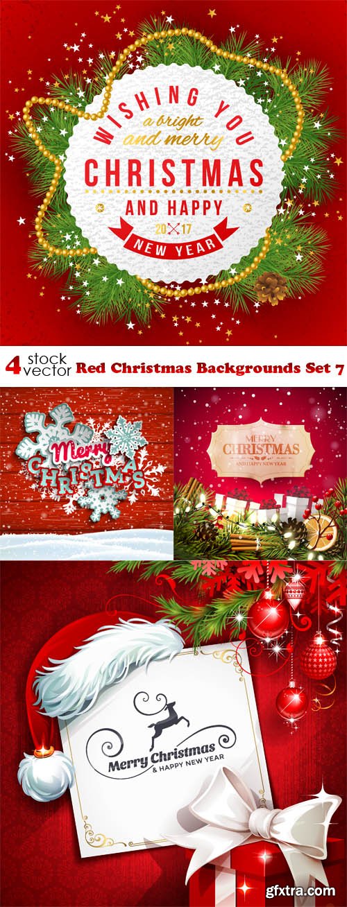 Vectors - Red Christmas Backgrounds Set 7