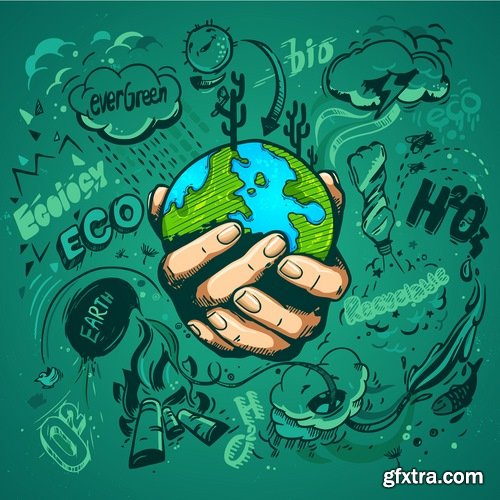 Collection Earth logo icon world map a planet 25 EPS