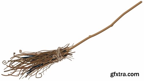 Collection broom cleaning besom icon 25 EPS