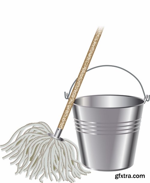 Collection broom cleaning besom icon 25 EPS