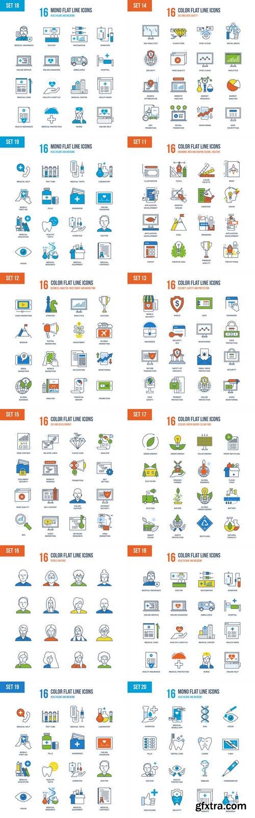 Modern Flat Line Icons