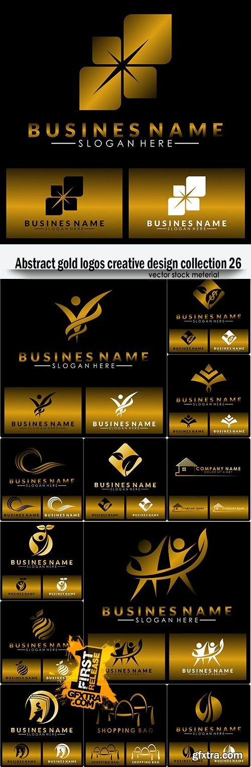 Abstract gold logos creative design collection 26