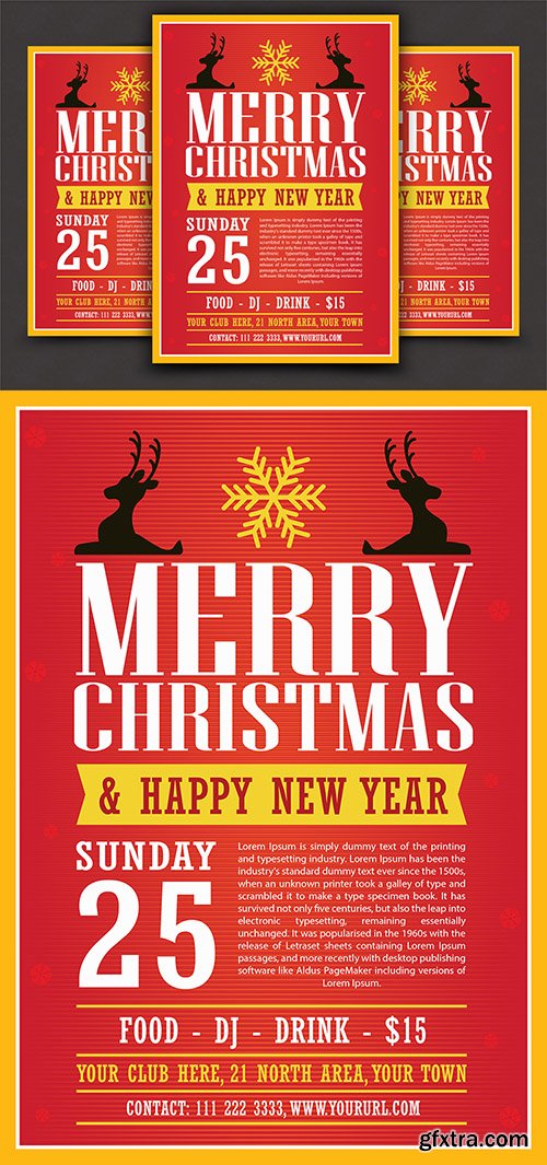 Ai Vector Flyer Template - Modern Christmas And New Year 2017