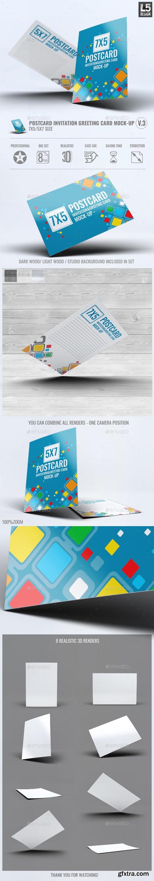 GR - Postcard Invitation Greeting Card Mock-Up V.3 13399096