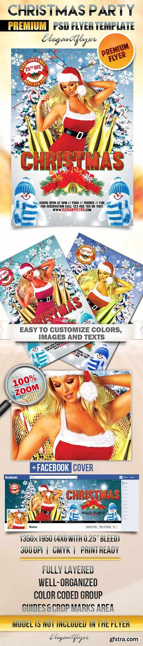 Christmas Party Flyer PSD Template + Facebook Cover