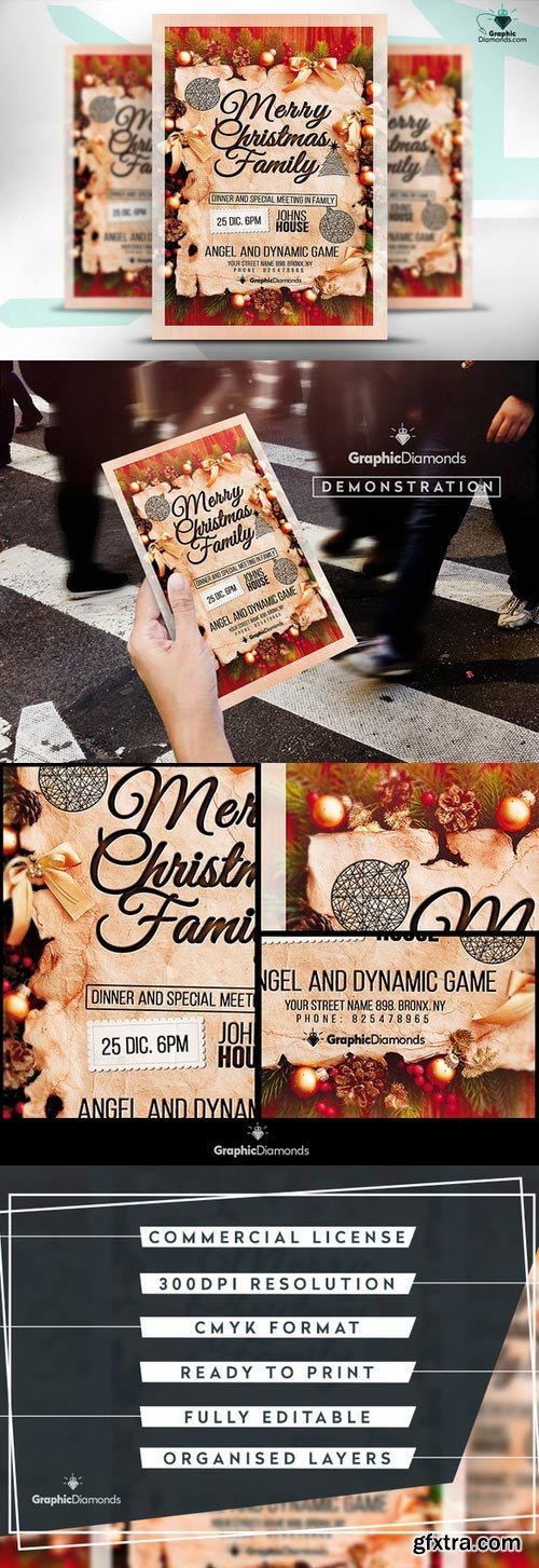 CM - Merry Christmas Family Flyer PSD 425556