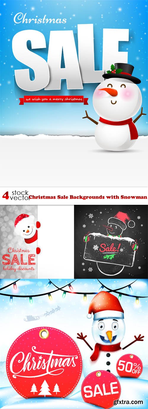 Vectors - Christmas Sale Backgrounds with Snowman