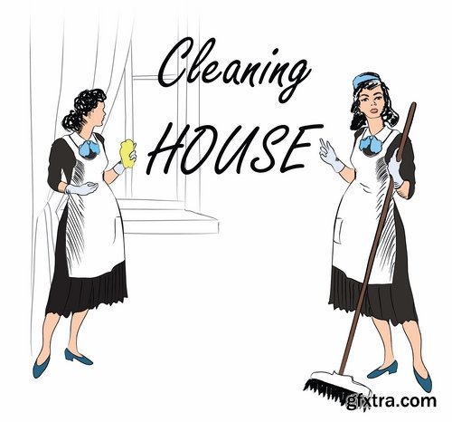 Collection broom cleaning besom icon cleaning window washing service apartments 25 EPS