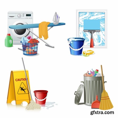 Collection broom cleaning besom icon cleaning window washing service apartments 25 EPS