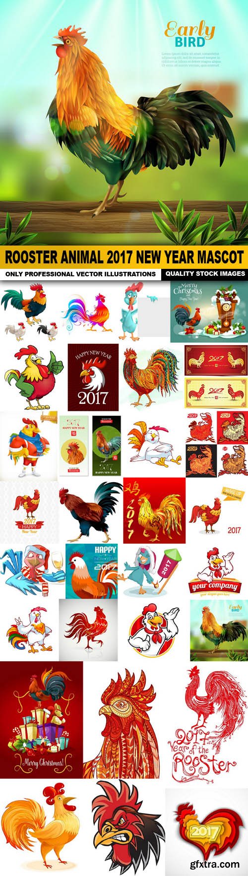 Rooster Animal 2017 New Year Mascot - 31 Vector