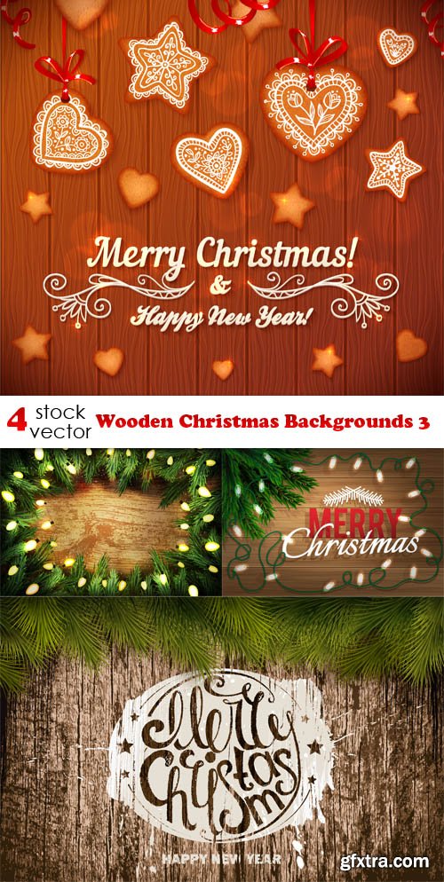 Vectors - Wooden Christmas Backgrounds 3