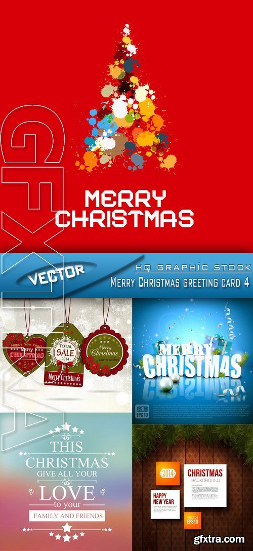 Stock Vector - Merry Christmas greeting card 4