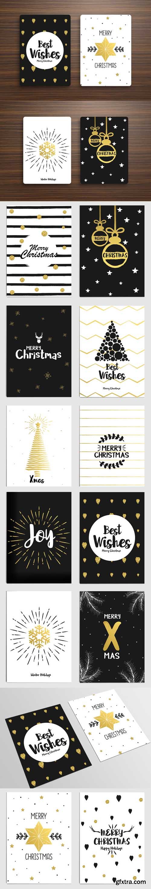 Set Of Merry Christmas Flyers Templates