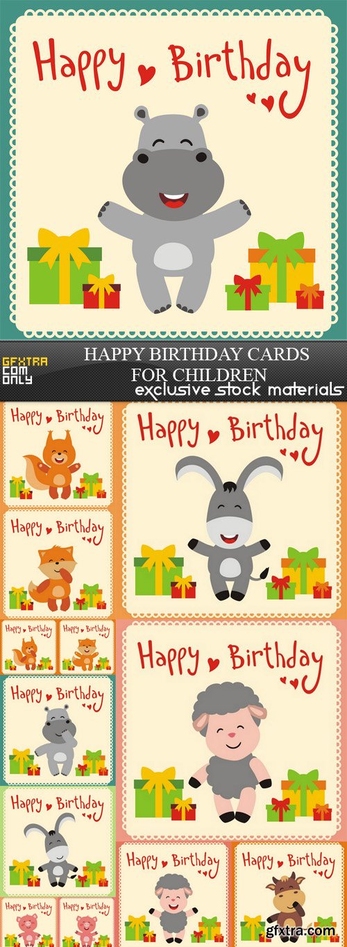 Happy Birthday Cards For Children - 13xEPS