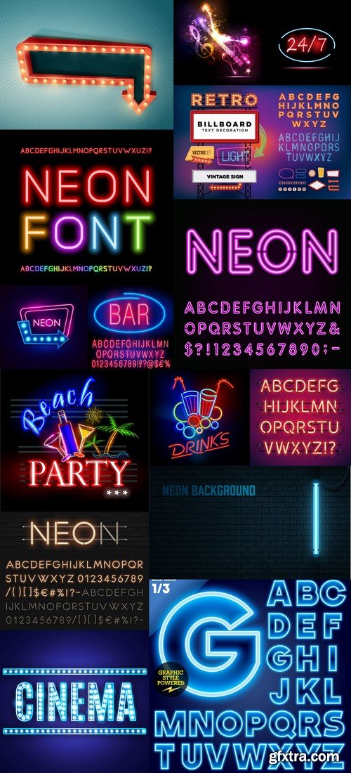 Neon Retro Lights - 15x EPS