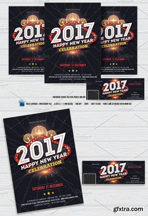 CM - New Year Party Flyer & FB Cover 1020364