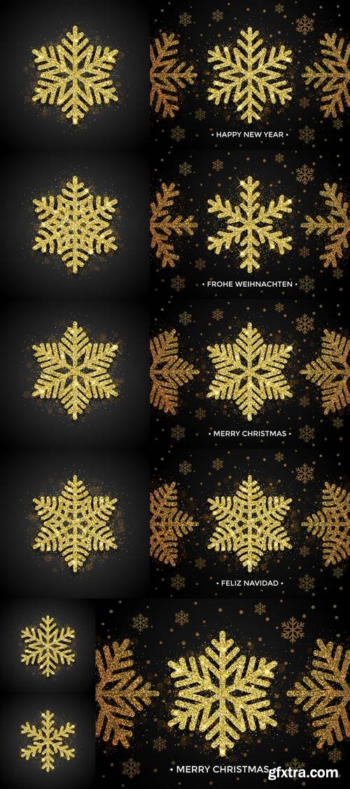 Snowflake of Golden Glitter Texture