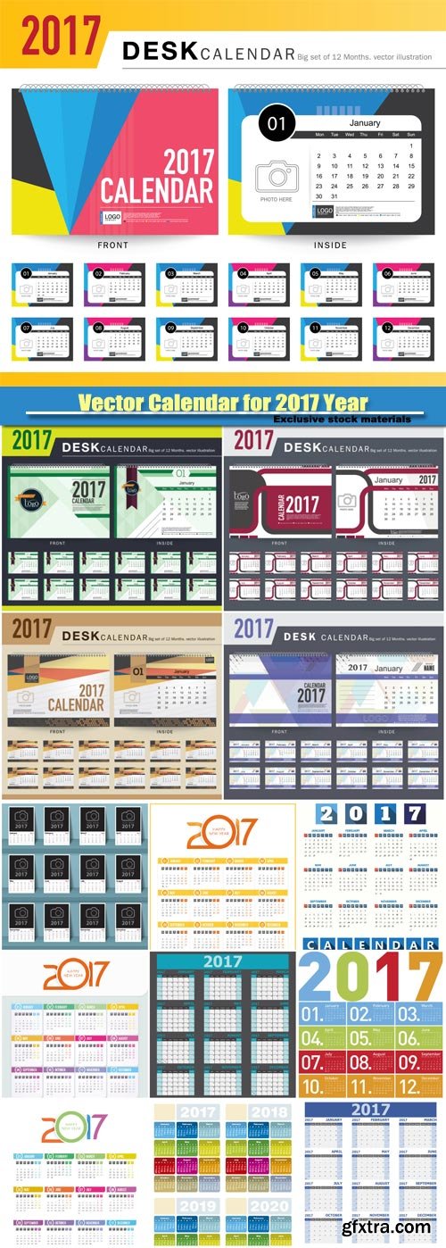 Colorful vector Calendar for 2017 Year